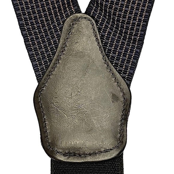 UNBRANDED Made In England Line and Dot Textile and Leather Button On Suspenders - Picture 9 of 9